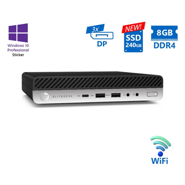 HP EliteDesk 705G4 DM WiFi AMD Ryzen 5 Pro 2400GE/8GB DDR4/240GB SSD New/No ODD/10P Grade A Refurbis HP EliteDesk 705G4 DM WiFi AMD Ryzen 5 Pro 2400GE/8GB DDR4/240GB SSD New/No ODD/10P Grade A Refurbis