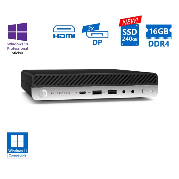 HP EliteDesk 800G4 DM i7-8700/16GB DDR4/240GB SSD New/No ODD/10P Grade A Refurbished PC HP EliteDesk 800G4 DM i7-8700/16GB DDR4/240GB SSD New/No ODD/10P Grade A Refurbished PC