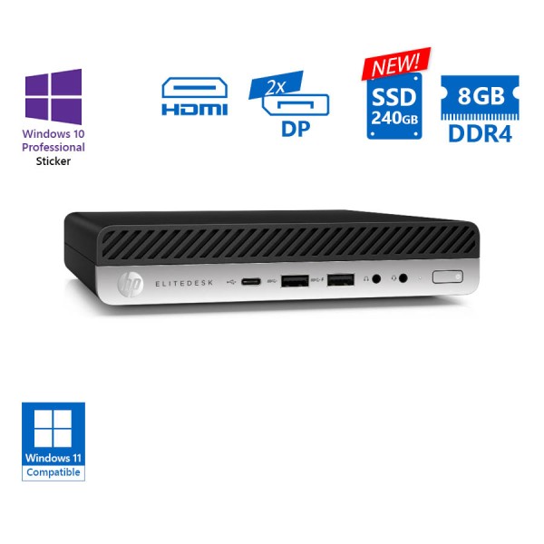 HP EliteDesk 800G4 DM i7-8700/8GB DDR4/240GB SSD New/No ODD/10P Grade A Refurbished PC