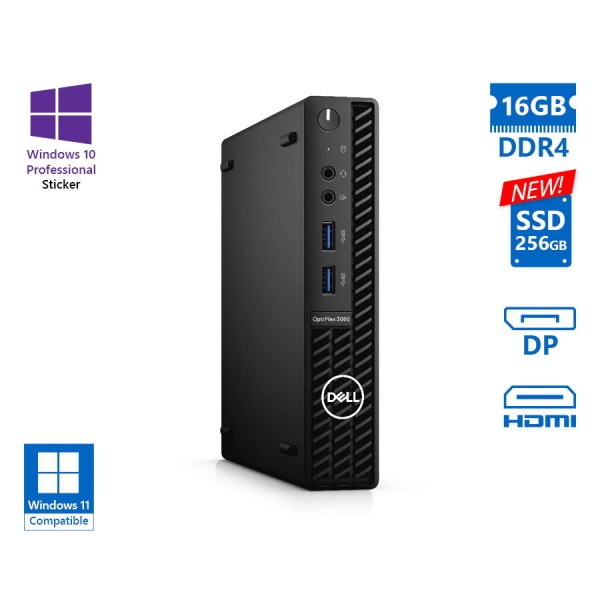 Dell Optiplex 3080 DM i5-10500T/16GB DDR4/256GB SSD New/No ODD/10P Grade A Refurbished PC Dell Optiplex 3080 DM i5-10500T/16GB DDR4/256GB SSD New/No ODD/10P Grade A Refurbished PC