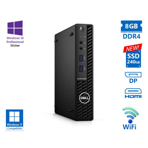 Dell Optiplex 3080 DM WiFi i5-10500T/8GB DDR4/240GB SSD New/No ODD/10P Grade A Refurbished PC Dell Optiplex 3080 DM WiFi i5-10500T/8GB DDR4/240GB SSD New/No ODD/10P Grade A Refurbished PC