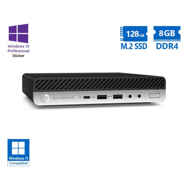HP (A-) EliteDesk 800G4 DM i3-8100/8GB DDR4/128GB M.2 SSD/No ODD/10P Grade A- Refurbished PC HP (A-) EliteDesk 800G4 DM i3-8100/8GB DDR4/128GB M.2 SSD/No ODD/10P Grade A- Refurbished PC