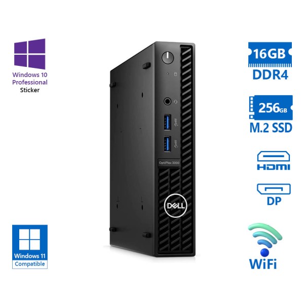 Dell Optiplex 3000 DM WiFi i5-12500T/16GB DDR4/256GB M.2 SSD/No ODD/10P Grade A Refurbished PC Dell Optiplex 3000 DM WiFi i5-12500T/16GB DDR4/256GB M.2 SSD/No ODD/10P Grade A Refurbished PC