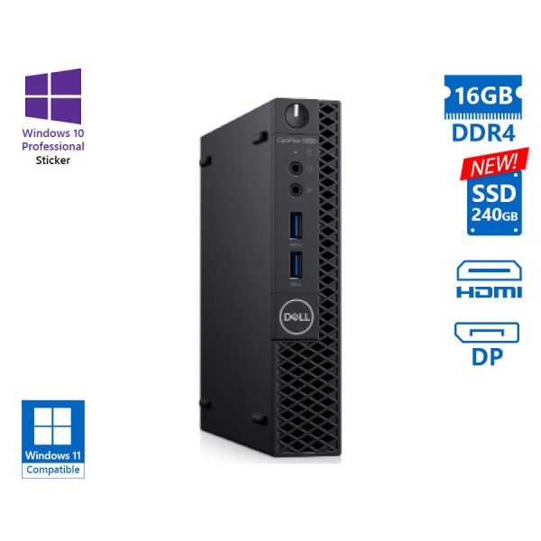 Dell Optiplex 3060 DM i5-8500T/16GB DDR4/240GB SSD New/No ODD/Grade A Refurbished PC Dell Optiplex 3060 DM i5-8500T/16GB DDR4/240GB SSD New/No ODD/Grade A Refurbished PC