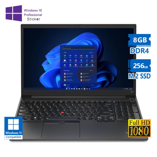 Lenovo (A-) ThinkPad E15 i5-10210U/15.6``FHD/8GB DDR4/256GB M.2 SSD/Camera/10P Grade A- Refurbished Lenovo (A-) ThinkPad E15 i5-10210U/15.6``FHD/8GB DDR4/256GB M.2 SSD/Camera/10P Grade A- Refurbished