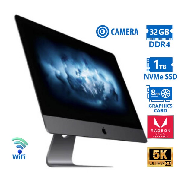 Apple (A-) iMacPro 1,1 A1862 WiFi w/Monitor 27``5K/Xeon W-2140B (8-Cores)/32GB DDR4/1TB NVMe SSD/Rad Apple (A-) iMacPro 1,1 A1862 WiFi w/Monitor 27``5K/Xeon W-2140B (8-Cores)/32GB DDR4/1TB NVMe SSD/Rad
