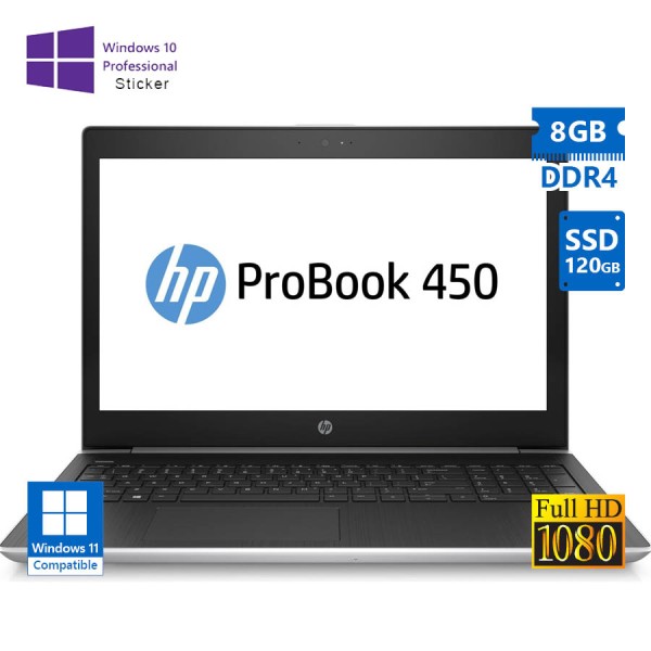 HP (A-) ProBook 450 G5 i5-8250U/15.6”FHD/8GB DDR4/120GB SSD/No ODD/10P Grade A- Refurbished Laptop HP (A-) ProBook 450 G5 i5-8250U/15.6”FHD/8GB DDR4/120GB SSD/No ODD/10P Grade A- Refurbished Laptop