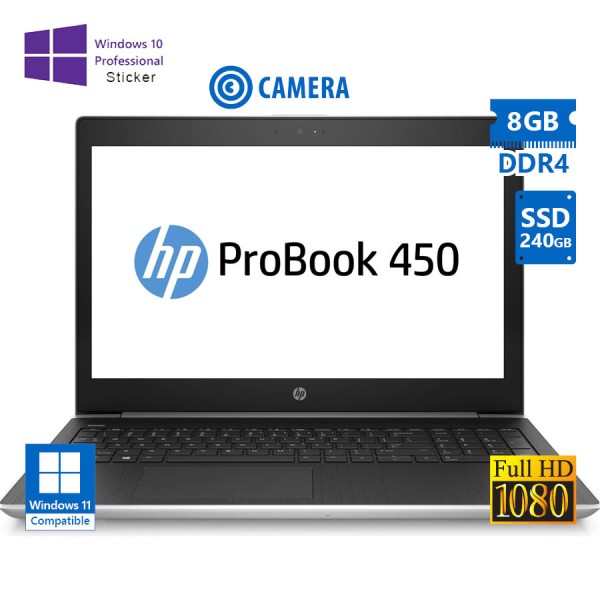 HP ProBook 450 G5 i5-8250U/15.6”FHD/8GB DDR4/240GB SSD/No ODD/Camera/10P Grade A Refurbished Laptop HP ProBook 450 G5 i5-8250U/15.6”FHD/8GB DDR4/240GB SSD/No ODD/Camera/10P Grade A Refurbished Laptop