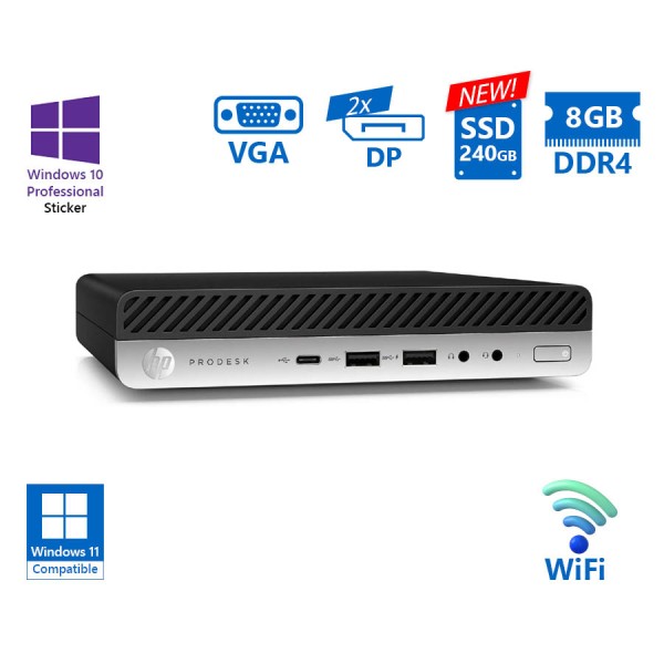 HP ProDesk 600G4 DM WiFi i5-8500T/8GB DDR4/240GB SSD New/No ODD/10P Grade A Refurbished PC HP ProDesk 600G4 DM WiFi i5-8500T/8GB DDR4/240GB SSD New/No ODD/10P Grade A Refurbished PC