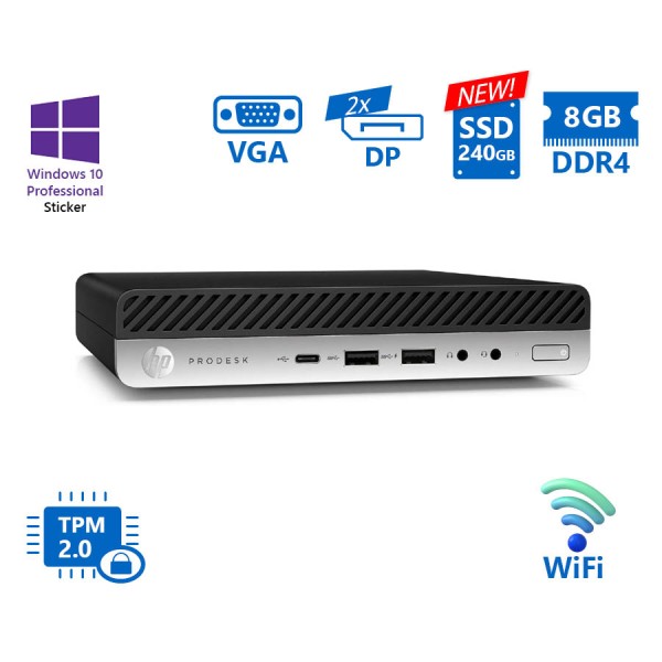 HP ProDesk 600G3 DM WiFi i5-7500T/8GB DDR4/240GB SSD New/No ODD/10P Grade A Refurbished PC