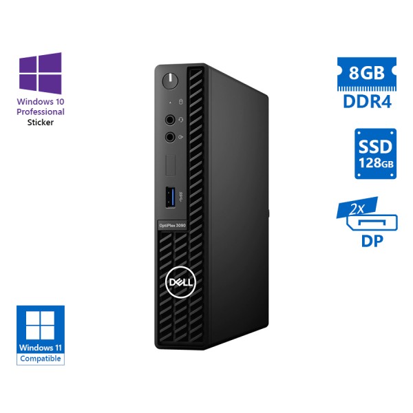 Dell (A-) Optiplex 3090 DM i3-10105T/8GB DDR4/128GB SSD/No ODD/10P Grade A- Refurbished PC Dell (A-) Optiplex 3090 DM i3-10105T/8GB DDR4/128GB SSD/No ODD/10P Grade A- Refurbished PC