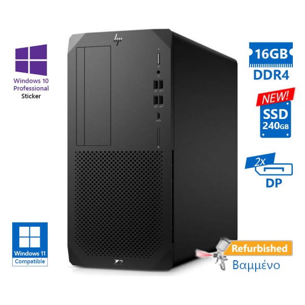 HP Z2 G5 Tower i9-10900K/16GB DDR4/240GB SSD New/DVD/10P Grade A+ Workstation Refurbished PC