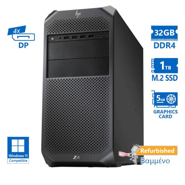 HP Z4 G4 Tower Xeon W-2235(6-Cores)/32GB DDR4/1TB Μ.2 SSD/Nvidia 5GB/No ODD/Grade A+ Workstation Ref