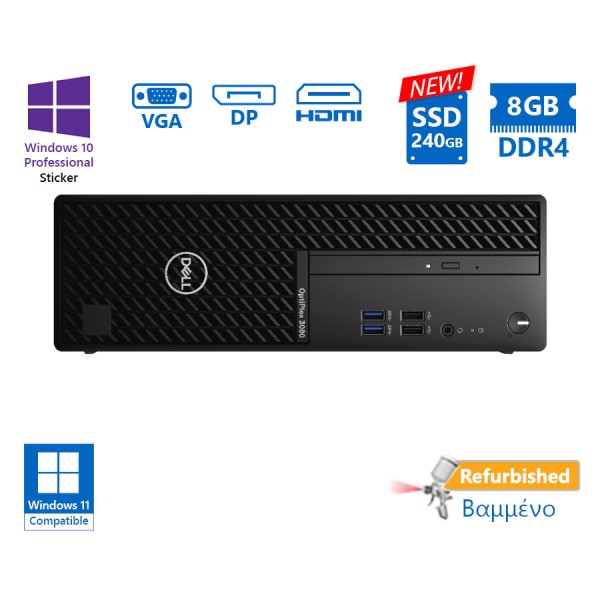 Dell 3080 SFF i3-10100/8GB DDR4/24GB SSD New/DVD/10P Grade A+ Refurbished PC Dell 3080 SFF i3-10100/8GB DDR4/24GB SSD New/DVD/10P Grade A+ Refurbished PC