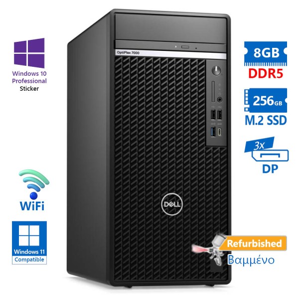 Dell Optiplex 7000 Tower WiFi i7-12700/8GB DDR5/256GB M.2 SSD/DVD/10P Grade A+ Refurbished PC