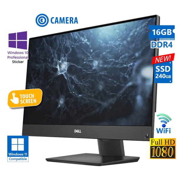 Dell OptiPlex 7480 WiFi AIO w/Toushscreen 24”FHD/i5-10500/16GB DDR4/240GB SSD New/No ODD/Webcam/10P