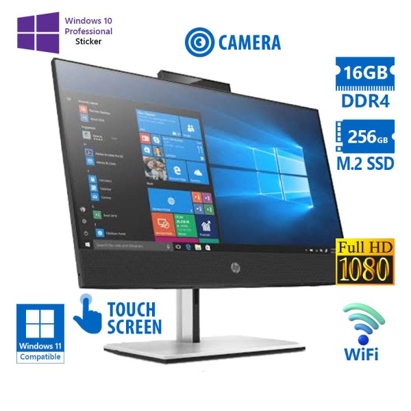 HP ProOne 600G6 AIO WiFi w/Touchscreen 21.5”FHD/i5-10500/16GB DDR4/256GB M.2 SSD/DVD/Webcam/10P Grad