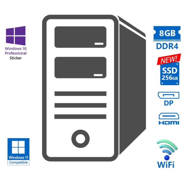 OEM Tower WiFi i3-8100/8GB DDR4/256GB SSD New/No ODD/10P Grade A Refurbished PC OEM Tower WiFi i3-8100/8GB DDR4/256GB SSD New/No ODD/10P Grade A Refurbished PC