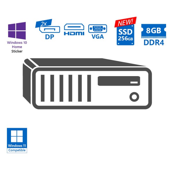 OEM SFF i5-8400/8GB DDR4/256GB SSD New/No ODD/10H Grade A Refurbished PC