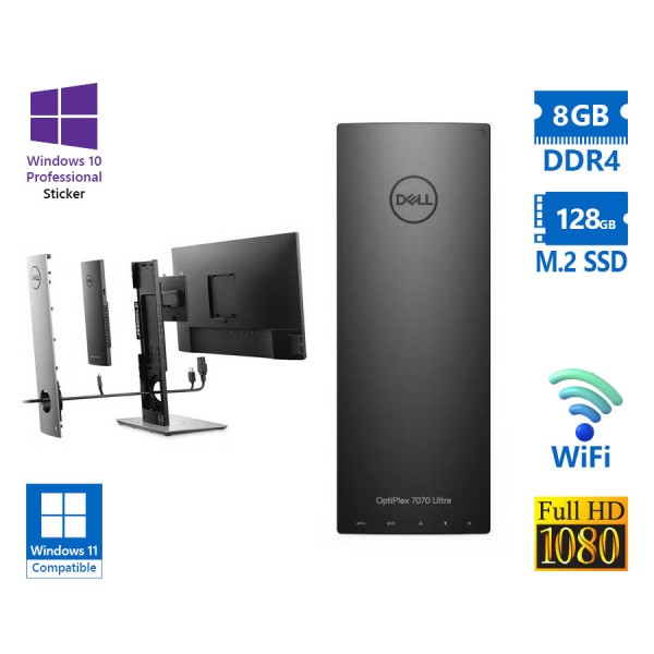 Dell (A-) Optiplex 7070 Ultra AIO WiFi w/Monitor U2419HC 24”FHD/i5-8365U/8GB DDR4/128GB M.2 SSD/No O Dell (A-) Optiplex 7070 Ultra AIO WiFi w/Monitor U2419HC 24”FHD/i5-8365U/8GB DDR4/128GB M.2 SSD/No O