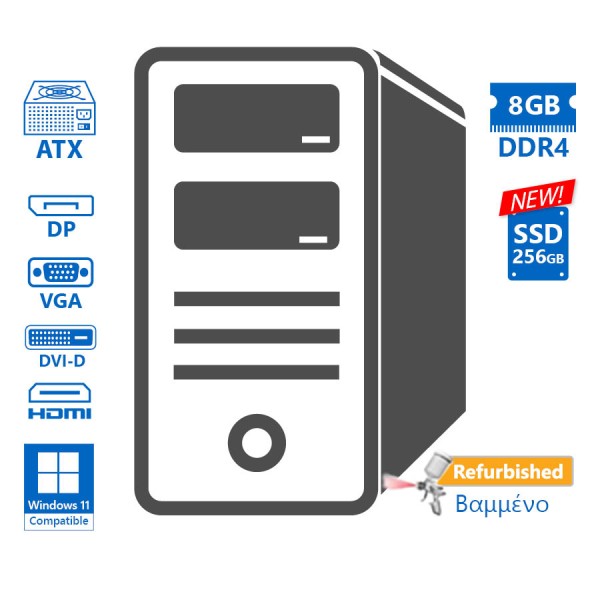 OEM B560 DS3H Tower i5-10500/8GB DDR4/256GB SSD New/DVD/Grade A+ Refurbished PC