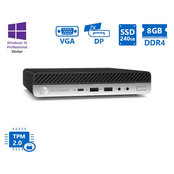 HP EliteDesk 800G3 DM i5-7500/8GB DDR4/240GB SSD/No ODD/10P Grade A Refurbished PC