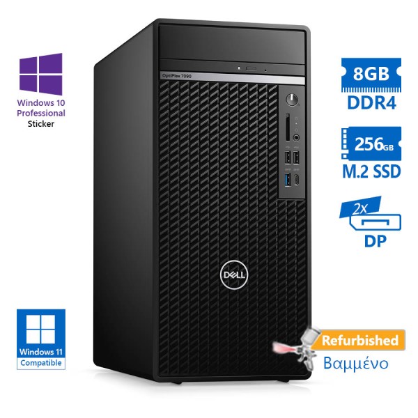 Dell 7090 Tower i3-10105/8GB DDR4/256GB M.2 SSD/No ODD/10P Grade A+ Refurbished PC