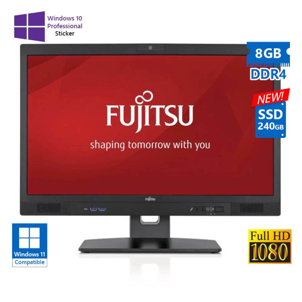 Fujitsu Esprimo K558 AIO w/Monitor 24``FHD/i5-9400T/8GB DDR4/240GB SSD New/DVD/10P Grade A Refurbish