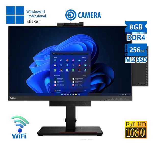 Lenovo ThinkCentre M70q Gen 3 AIO WiFi w/Monitor 24``FHD/i5-12400T/8GB DDR4/256GB M.2 SSD/No ODD/Web