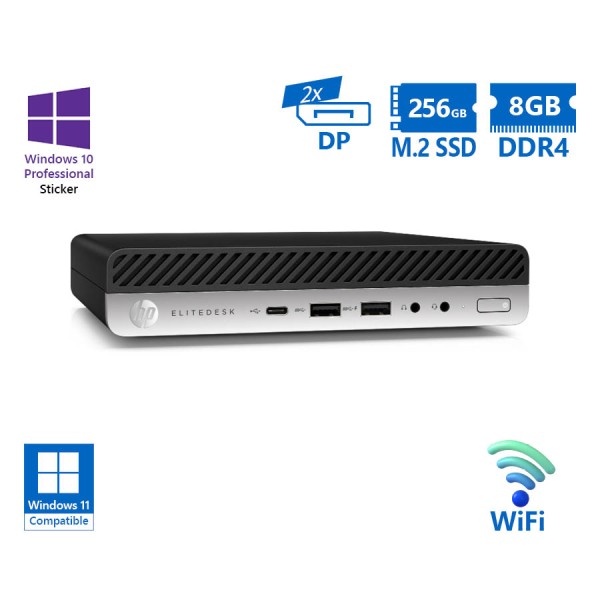 HP EliteDesk 800G4 DM WiFi i7-8700T/8GB DDR4/256GB M.2 SSD/No ODD/10P Grade A Refurbished PC