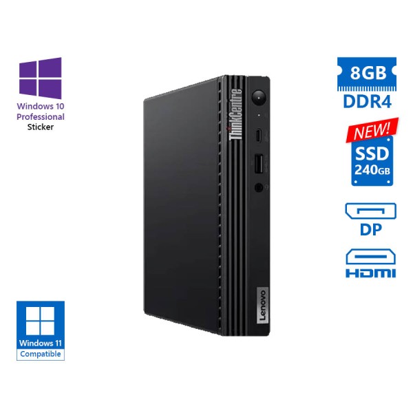 Lenovo ThinkCentre M70q Gen2 Tiny i3-10105T/8GB DDR4/240GB SSD New/No ODD/10P Grade A Refurbished PC