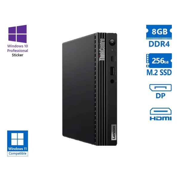 Lenovo ThinkCentre M70q Gen2 Tiny i3-10105T/8GB DDR4/256GB M.2 SSD/No ODD/10P Grade A Refurbished PC