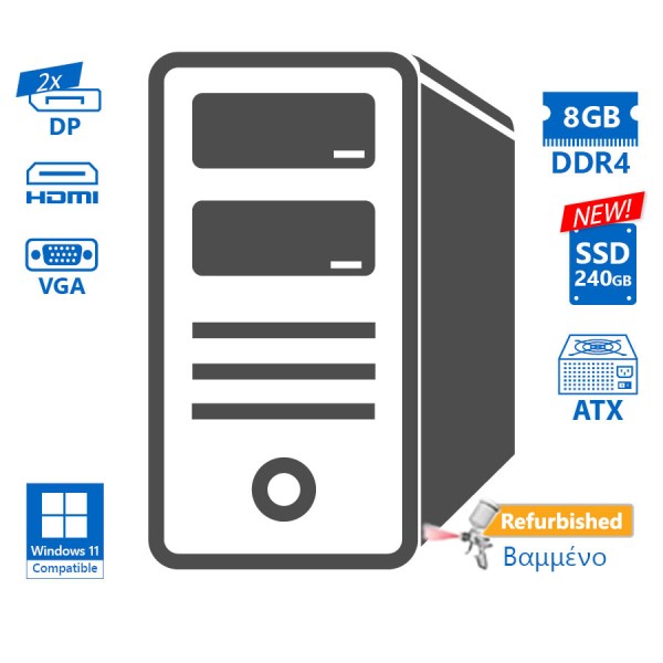 OEM B365 Tower i7-9700/8GB DDR4/240GB SSD New/DVD/Grade A+ Refurbished PC