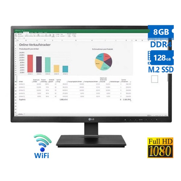 LG 24CK550N-3A AIO ThinClient WiFi w/Monitor 24”FHD/AMD Pairie Falcon GX-212JJ/8GB DDR4/128GB M.2 SS