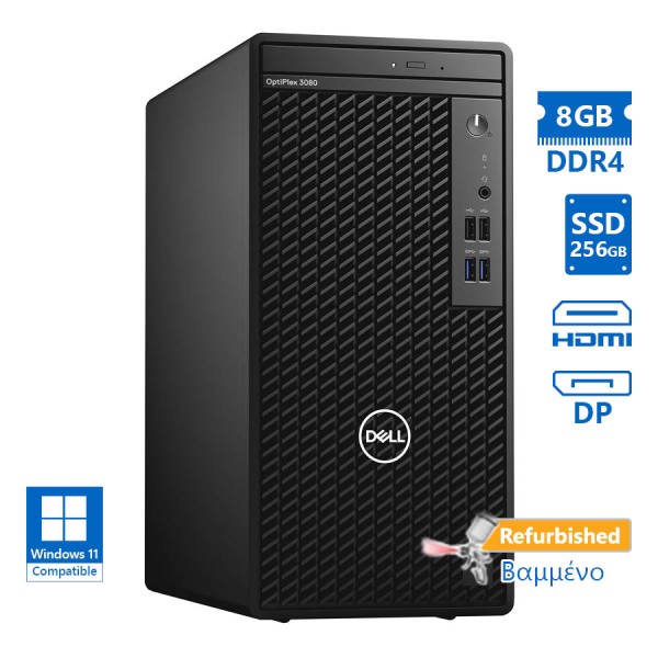Dell 3080 Tower i5-10505/8GB DDR4/256GB SSD/DVD/Grade A+ Refurbished PC