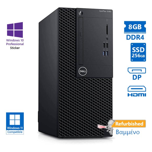 Dell 3060 Tower i5-8500/8GB DDR4/256GB SSD/No ODD/10P Grade A+ Refurbished PC