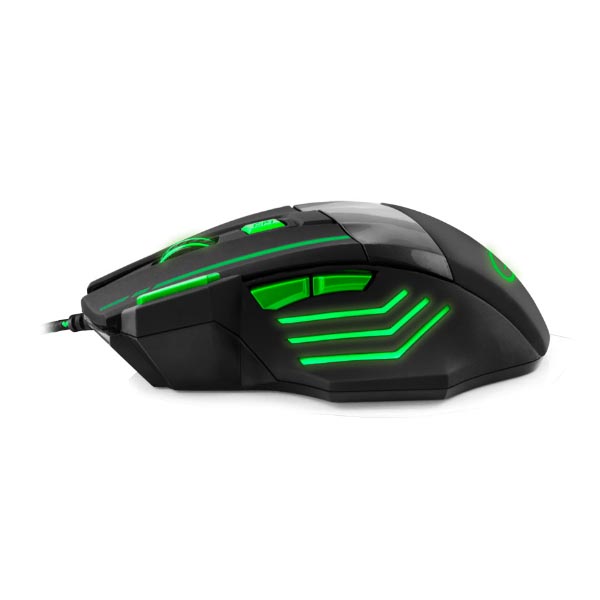 Wolf Gaming mouse ενσύρματο μαύρο/πράσινο 7 Keys 2400dpi EGM201