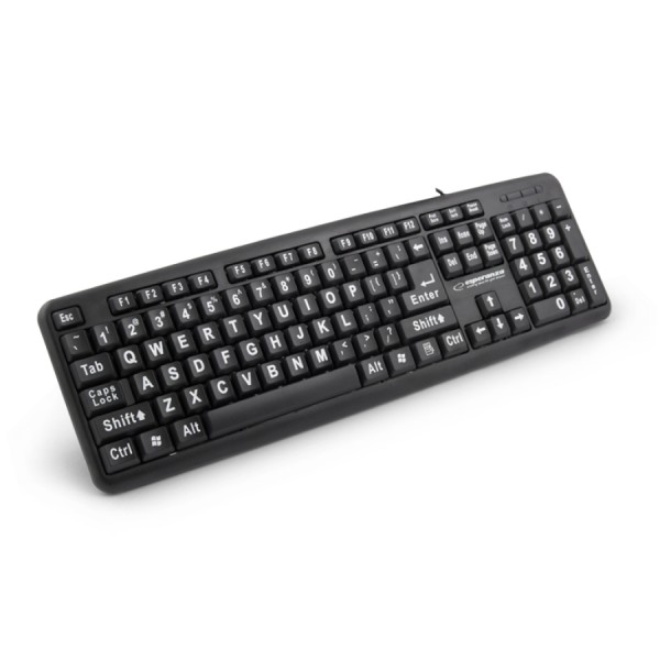 Πληκτρολόγιο USB με μεγάλους χαρακτήρες Μαύρο EK129