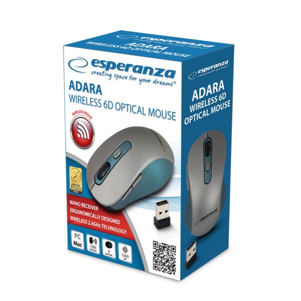 Ασύρματο Ποντίκι Adara 2.4Ghz 800-1600 Dpi μπλε/ασημί EM131B Ασύρματο Ποντίκι Adara 2.4Ghz 800-1600 Dpi μπλε/ασημί EM131B