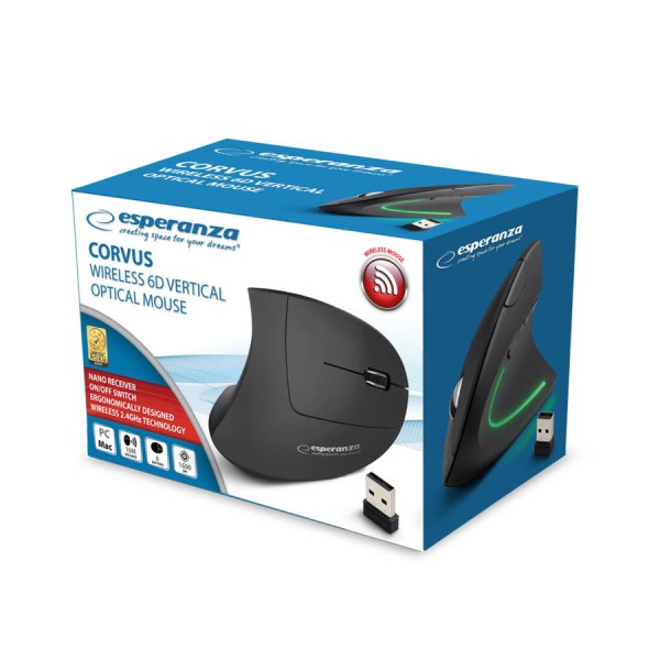 Ασύρματο Vertical Ποντίκι Corvus 6D 2.4Ghz 800-1600 Dpi μπλε/ασημί EM133