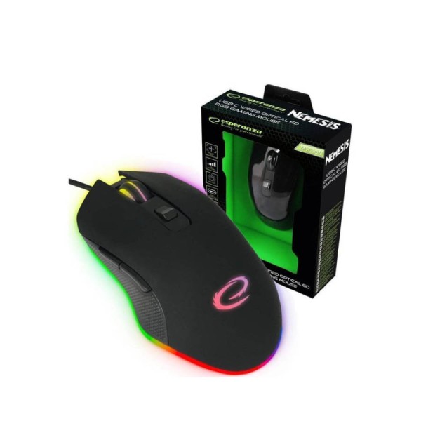 Nemesis RGB Ποντίκι Gaming ενσύρματο USB-C μαύρο 6 Keys 2400dpi EGM302